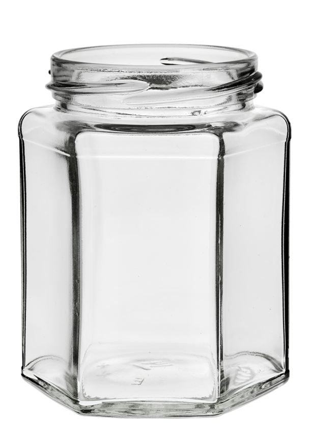 Hexagonal jar 280ml 63TO Glass flint